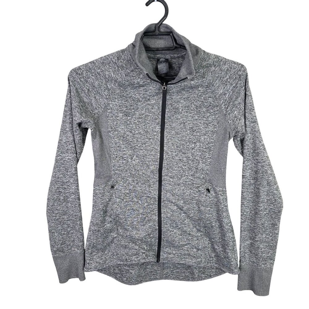 Womens Champion Heather Gray Activewear Jacket Full Zip Polyester Blend Size S